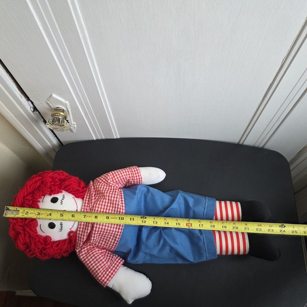 ​Vintage Handmade Raggedy Ann & Andy Large 24" Plush Dolls - Picture 13 of 16